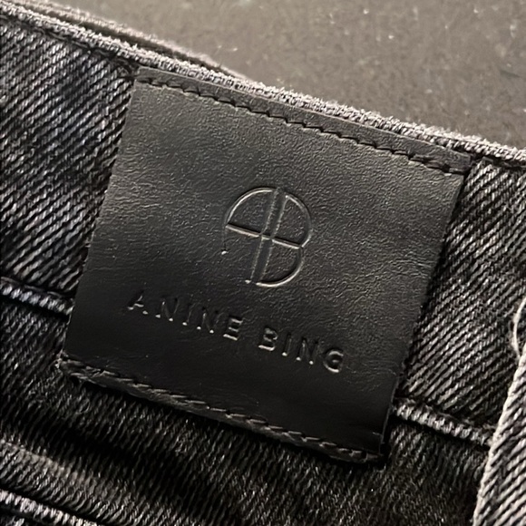 Anine Bing Frida High Rise Button Fly Straight Leg Jeans in Charcoal Black SZ 26 - Picture 4 of 8